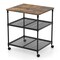3-Tier Coffee Wooden Rolling Printer Cart with Lockable Wheels and Adjustable Storage Shelves